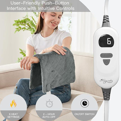 Heating Pad for Back Pain Relief fsa Eligible Items only List 12 x 24, Portable Heating Pad for Shoulder, Neck, Cramp, Menstrual Pain, with Upgraded 4 Timer & 6 Temperature Controller