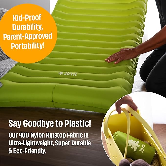Toddler Camping Sleeping Pad with Pump Sack – Ultralight Kids Travel Mattress Made from Ripstop Nylon, Compact Backpacking Bed for Camping, Vanlife & Travel