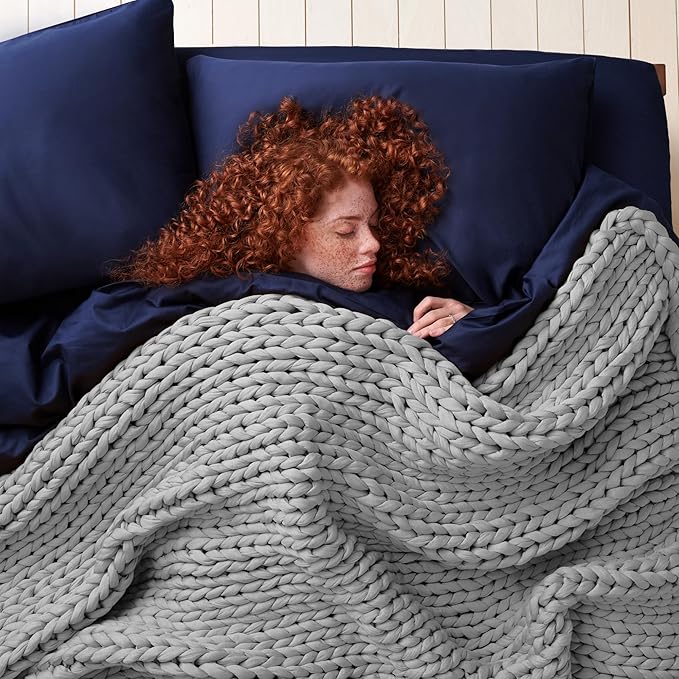 Bearaby Weighted Hugger Blanket 20 lbs Queen Size (60"x80") – Moonstone Grey Blanket Recycled Polyester – Eco-Friendly, Heavy Throw for Adults – Soft, Breathable, Sustainable Comfort