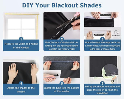 LazBlinds 100% Blackout Roller Shades, No Tools No Drill Cordless Blinds for Windows, Thermal Insulated UV Protection Privacy Window Shades for Bedroom (48''W x 72''H, Grey)