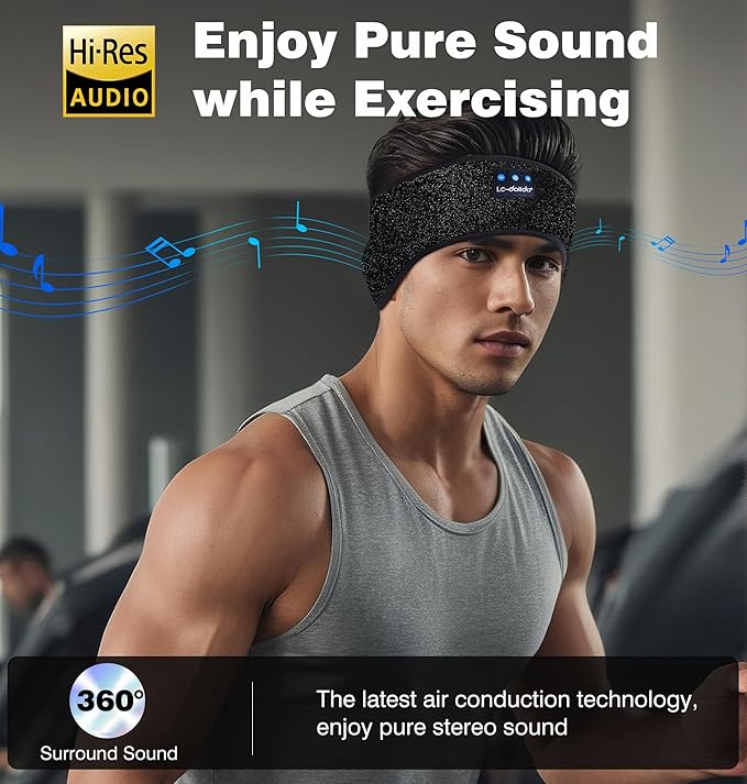 LC-dolida Sleep Headphones Bluetooth, Headband Headphones Earphones Wireless, Sleep Mask for Sleeping, Sports, Gifts, Workout, Jogging, Yoga,Insomnia, Air Travel, Meditation