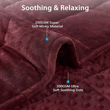 L'AGRATY Weighted Blanket for Adult - 48"x72" 20lbs Minky Dots Heavy Blanket with Glass Beads Soft Breathable for All-Season Summer Fall Winter Thick Comfort for Sleeping