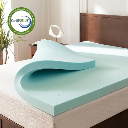 Elegant Comfort 3 Inch Premium Ventilated Memory Foam Mattress Topper - Optimizes Airflow - CertiPUR Certified - Mattress Pad and Bed Topper - Short Queen Size
