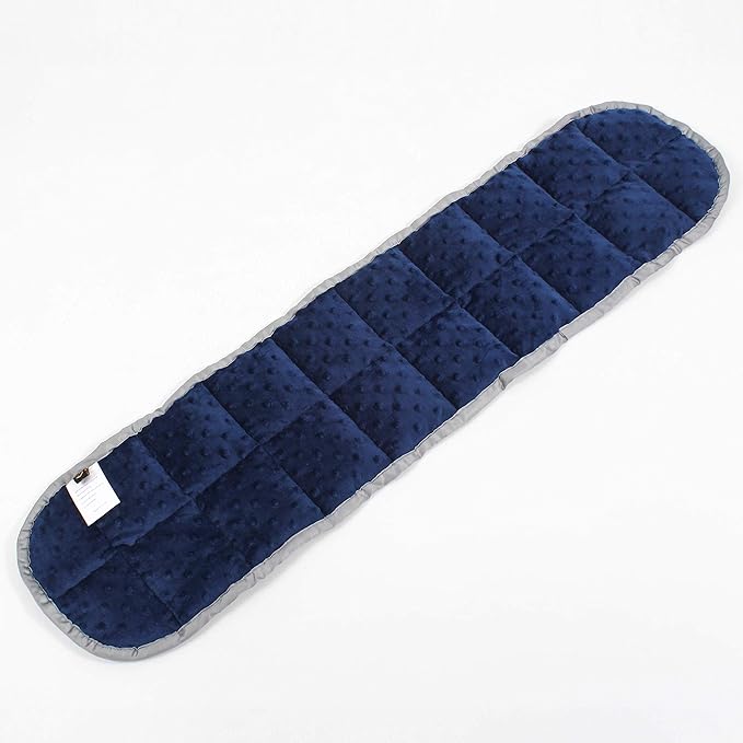 Sleepymoon Weighted Shoulder Neck Wrap Unscented Heavy Small Pad 3lbs with Glass Beads Double Side Soft Minky and Cool Viscose Made from Bamboo Navy Blue