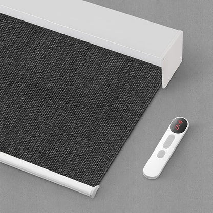 Bringnox Motorized Blinds with Remote,100% Blackout Smart Roller Blinds Compatible with Apple Homekit Google Home and Alexa Via HUB,and Customized (Grain Flint-27)