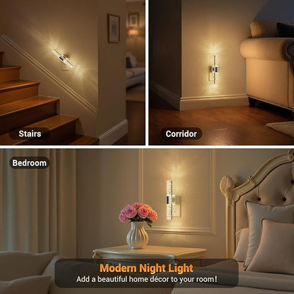 JandCase Night Lights Plug into Wall, 180° Rotating 3000K Soft Light LED NightLights, 0-100LM Adjustable Brightness, Plug in Night Light with Auto Light Sensor,for Bathroom,Hallway,Bedroom