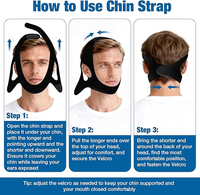 Chin Strap for Snoring (2-Pack), Anti Snoring Chin Straps for Men & Women, Adjustable Anti Snore Chin Strap to Keep Mouth Closed, Mouth Breathing Prevention, Effective Snoring Solution for Sleeping