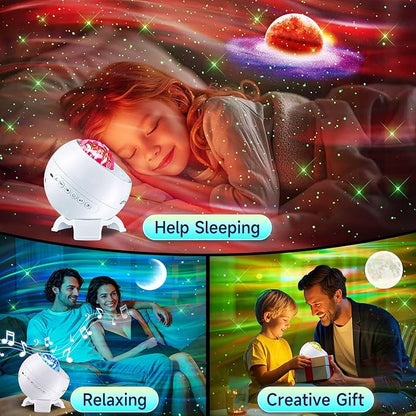 Sound Machine White Noise Machine for Sleeping, 15 Soothing Sounds & Bluetooth Speaker Aurora Light Projector, 15Colors White Noise Sound Machine for Sleep Therapy for Adults & Kids with Remote+Timer