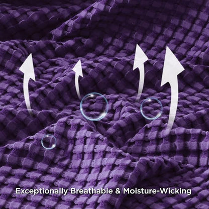 Bedsure Cooling Cotton Waffle Oversized King Blanket - Lightweight Breathable Rayon Derived from Bamboo for Hot Sleepers, Luxury Throws for Bed and Sofa, Purple, 120x96 Inches