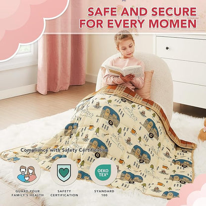 CuteKing Weighted Blanket - Weighted Blanket with Premium Glass Beads - Breathable Heavy Blanket for Comfort Sleep - Thick Blanket All Season(10lbs, 50"x60", Camping)