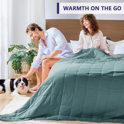 yescool Weighted Blanket for Adults (20 lbs, 88” x 104”, Teal) Cooling Heavy Blanket for Sleeping Perfect for 190-210 lbs, Queen Size Breathable Blanket with Premium Glass Bead, Machine Washable