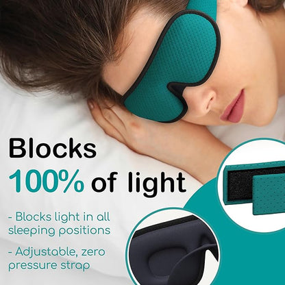Medi Grade Cotton Sleep Mask with 3D Eye Memory Foam - Travel Sleeping Mask for Women and Men with 2 Ear Plugs and Storage Bag - Blackout Light Blocking