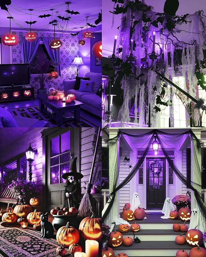 Flaspar 3 Pack E12 LED Purple Light Bulbs, E12 Filament Candelabra Bulb 4W 40W Equivalent, Vintage LED Purple Lights for Christmas Light Bulbs, Porch, Halloween Party, Black Decorative Lighting