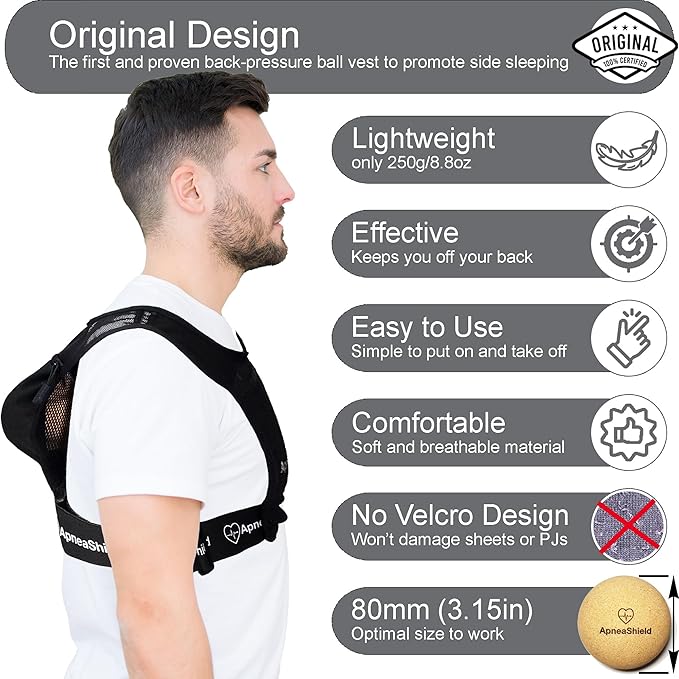 Sleep Position Trainer for Sleeping On Your Side | Side Sleep Trainer | Snore Stopper | Anti Snoring Device | Lightweight, Comfortable, Effective in Reducing Supine Sleep Time