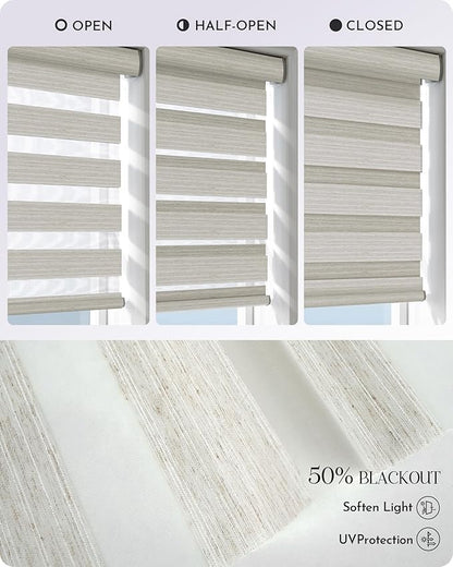 Graywind Motorized Blinds with Remote, Smart Zebra Shades for Windows, Roller Blinds Compatible with Apple Homekit, Alexa, Google Home, Custom Size, Linen Weave Beige
