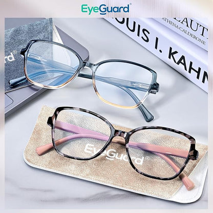 EYEGUARD Stylish Reading Glasses for Women Blue Light Blocking Readers with Spring Hinge Computer Eyeglasses