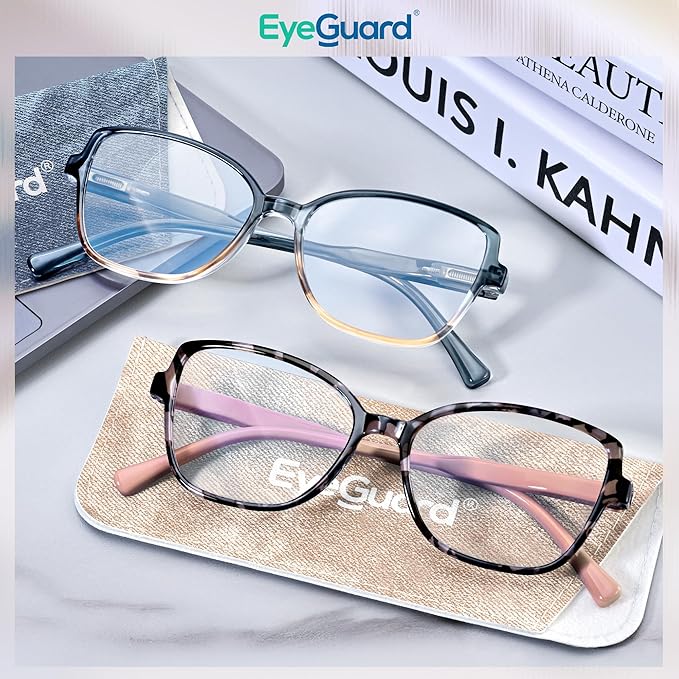 EYEGUARD Stylish Reading Glasses for Women Blue Light Blocking Readers with Spring Hinge Computer Eyeglasses