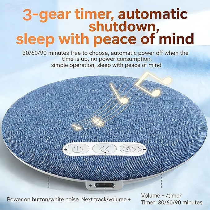 Bluetooth Pillow Speakers for Sleeping 2026 New Wireless White Noise with Timer Stereo Bass Portable Sleep Aid for Adults (Blue)