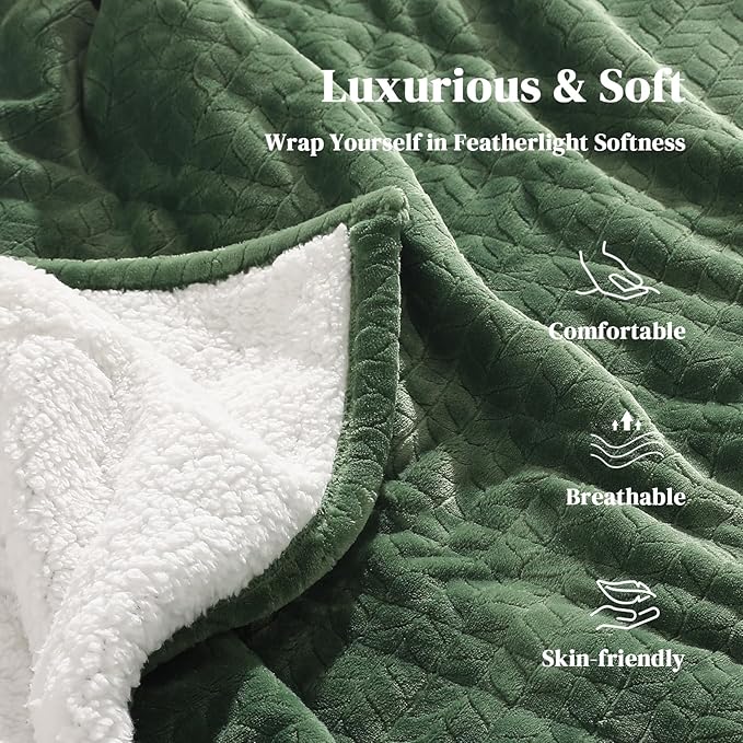 Twin Electric Blanket 62"x84" Heating Blanket Twin, Wheat Pattern Ultra-Soft Flannel & Thick Sherpa with 5 Heat Settings & 10 Hour Auto Shut-Off, ETL & FCC Certified, Machine Washable Home Use, Green
