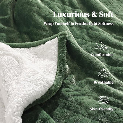 Twin Electric Blanket 62"x84" Heating Blanket Twin, Wheat Pattern Ultra-Soft Flannel & Thick Sherpa with 5 Heat Settings & 10 Hour Auto Shut-Off, ETL & FCC Certified, Machine Washable Home Use, Green