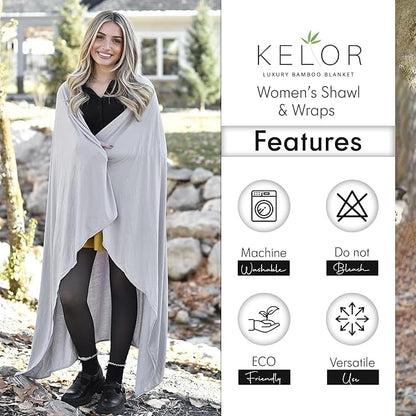 K E L O R Luxury Cooling Travel Blanket - Stretchy, Lightweight Soft & Breathable Shawl Wraps for Women
