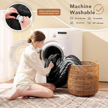 Homemate Electric Heated Blanket Queen Size - 84"x90" Heating Blanket Queen Size Dual Control 1/2/4/6/8 Hours Auto-Off 10 Heat Level Over-Heat Protection Soft Flannel Sherpa ETL Certification