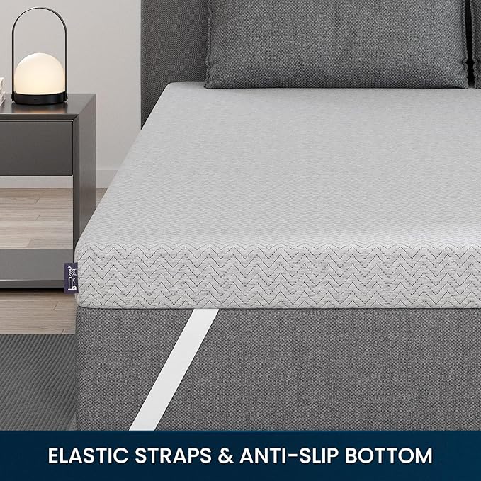 Extra Firm Mattress Topper 3 Inch Queen Size, Extra Firm Memory Foam Bed Topper for Pain Relief, Copper Gel Bamboo Charcoal Green Tea Cooling Pad with Cover, CertiPUR-US Certified, No Odor
