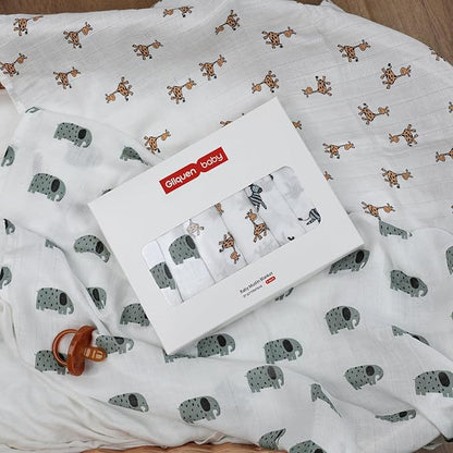 GLLQUEN BABY Receiving Blanket Boy Cotton Muslin Swaddle Blankets Girl Newborn Squares Breathable & Soft Thin Baby Blankets Cloths Double Absorbent Infant Swaddling Wrap - 6 Pack (Giraffe)