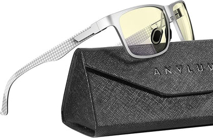 ANYLUV Blue Light Blocking Glasses Men Computer Gaming Glasses Lightweight Al-Mg Metal Anti Eyestrain Eye Protection