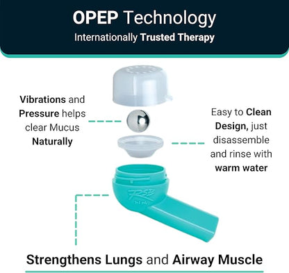 Mucus Relief Device by Virth - Breathing Exercise Device - Clear Lungs - Flutter Valve Lung Exerciser Device - Lung Cleanse & Breathing Treatment - Health & Wellness Device - Enhanced Comfort