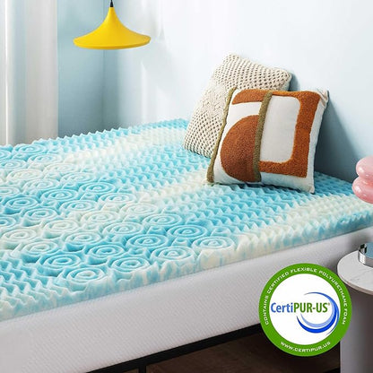 Best Price Mattress 2 Inch 5-Zone Swirl Gel Aerobreeze Foam Mattress Topper, CertiPUR-US Certified, Dorm Essentials, King
