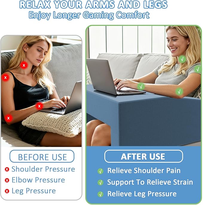 Lap Pillow Desk - Gaming Pillows for Lap,Machine Washable Reading&Book Pillows and Machine Washable Desk Pillow for Napping, Work & Sofa Couch Use