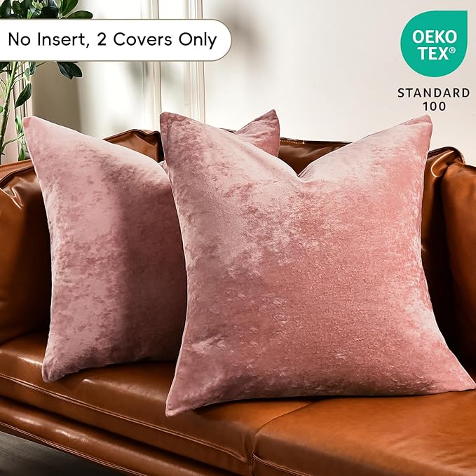 PHF Truly Velvet Euro Sham, 26"x 26",No Insert, 2 Pack Color Gradient Euro Throw Pillow Covers, Ultra Soft Cozy European Pillow Covers for Luxurious Home Decorative, No Shedding, No Pilling, Pink
