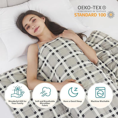L'AGRATY Weighted Blanket - 60"x80" 20lbs Cooling Breathable Heavy Blanket Microfiber Material with Glass Beads for Adult All-Season Summer Fall Winter Soft Thick Comfort