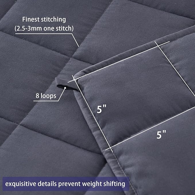 yescool Weighted Blanket for Adults (22 lbs, 60” x 80”, Grey) Cooling Heavy Blanket for Sleeping Perfect for 210-230 lbs, Queen Size Breathable Blanket with Premium Glass Bead, Machine Washable