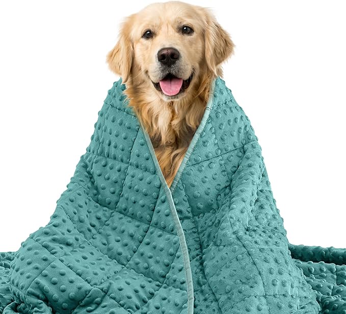yescool Weighted Blanket for Dogs, 7 lb Thunder Blankets Shirt for Dogs, 40 x 60 inch Large Puppy Blanket for 65-100lb, Weighted Pet Blankets for Thunderstorms, Fireworks and Construction Noise, Teal