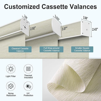Motorized Blinds with Remote,Light Filtering Smart Roller Shades with App,Voice Control,Thermal Insulated Automatic Blinds,Electric Shades with USB/Solar Pannel.Filter Jacquard Beige