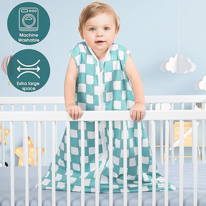 Baby Sleep Sack 6-12 Months 3 Pack Baby Wearable Blanket 100% Rayon Cotton 2-Way Zipper Toddler Sleeping Sack .Comfy Soft Lightweight TOG 0.3 (Bohemia&Checkered&Blue,)