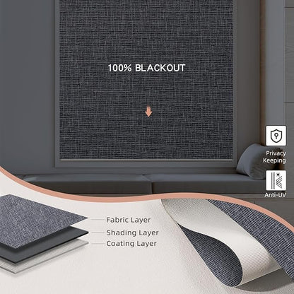 Motorized Blinds Roller Shade with Remote: Canisteo Automatic Smart Blind for Windows 100% Blackout, Electric Blinds Compatible with Alexa/Google Home/Apple Homekit, Customized Size,Noir Charcoal