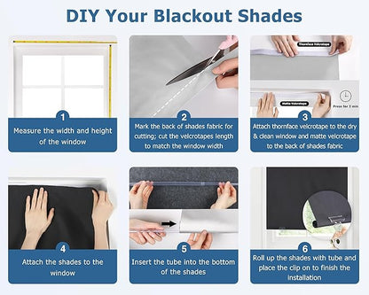 LazBlinds 100% Blackout Roller Shades, No Tools No Drill Cordless Blinds for Windows, Thermal Insulated UV Protection Privacy Window Shades for Bedroom (36''W x 72''H, White Silver)