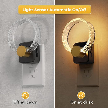 L LOHAS LED Night Lights Plug into Wall, 2 Pack Plug in Night Lights with Light Sensor, 3000K Soft White, 0-100LM Brightness Adjustable, Bubble Nightlight for Bathroom Bedroom Hallway