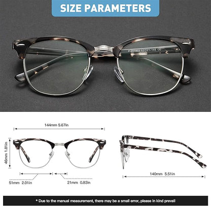 Blue Light Blocking Glasses Vintage Half Frame UV Clear Lens Anti Eyestrain Computer Gaming Glasses for Women Men