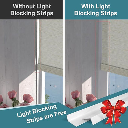 Motorized Blinds with Remote,Light Filtering Smart Roller Shades with App,Voice Control,Thermal Insulated Automatic Blinds,Electric Shades with USB/Solar Pannel.Filter Jacquard Beige