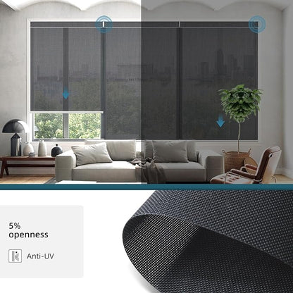 Motorized Blinds Compatible with Alexa,Google Asssitant,Homekit Over Thead,5% Openness Smart Blind with Remote Control,APP/Voice Control,Automatic Rechargeable Battery,Aventus Charcoal Grey