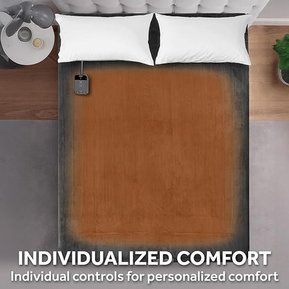 Sunbeam Electric Wi-Fi Connected Loftec Electric Heated Blanket, 10 Heat Settings, 10-Hour Auto Off, Fast Heating, Smart Heating Blanket, Voice & Wired Controller, Night Fog Grey, Twin, 84" x 62"