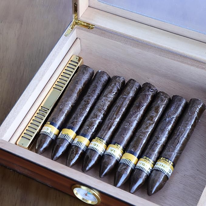 4 Pack Cigar Humidifier Strips for Humidor, Reusable Long-Lasting Humidity Control Solution with Adhesive & Dropper - Compact, Portable Travel Design for Cigar Box, Jar, Cabinet, Case (Gold)