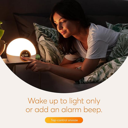 Lumie Bodyclock Rise 100 - LED Wake-Up Light Alarm Clock with Realistic Sunrise and Sunset, Dimmable, White/Yellow