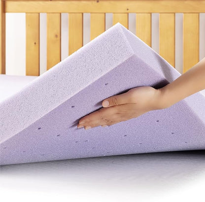 Mellow 3 Inch Ventilated Memory Foam Mattress Topper, Soothing Lavender Infusion, Full