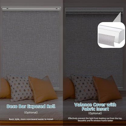 SmartWings Motorized Smart Blinds with Remote, Automatic Blackout Roller Shade Work with Alexa Homekit Thread Google Z-Wave, Electric Blind for Window, Custom Width Up to 110" W,Safari Rock Grey