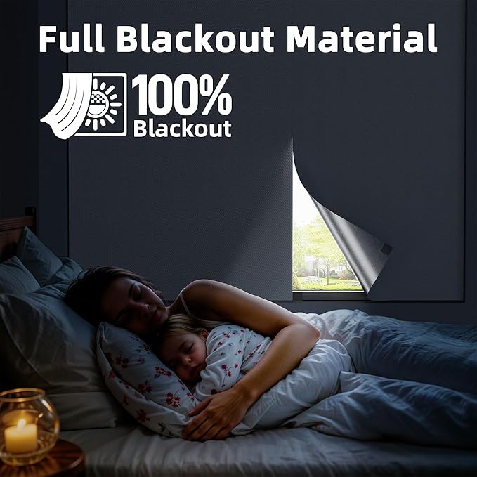 Magnetic Blackout Window Cover, 63" x 58" Portable Blackout Curtains for Bedroom, No Drill Windows Shades & Black Out Blinds, Temporary Black Out Shades for Window Film Nursery Travel RV - White